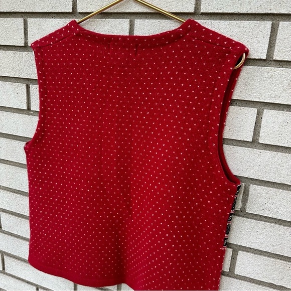 Vintage Eddie Bauer Women's Nordic Fair Isle Sweater Vest Lambswool Red Gray - Picture 9 of 10